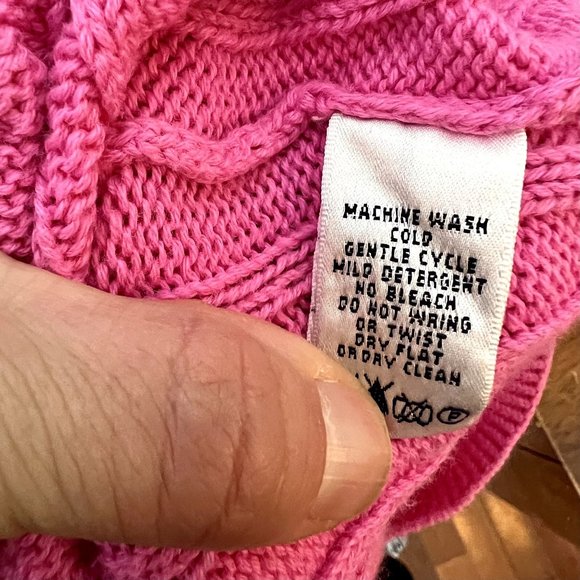 Vintage Lilly Pulitzer Pink Cable Knit Crew Neck Cotton Pullover Sweater Size 14 - Picture 7 of 8